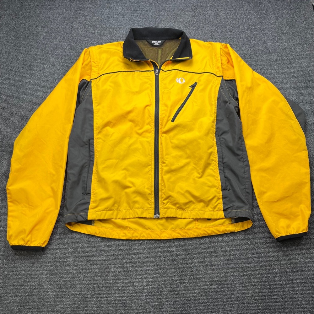 Pearl Izumi Convertible Cycling Windbreaker Yellow Grey Zip Off Sleeve Jacket